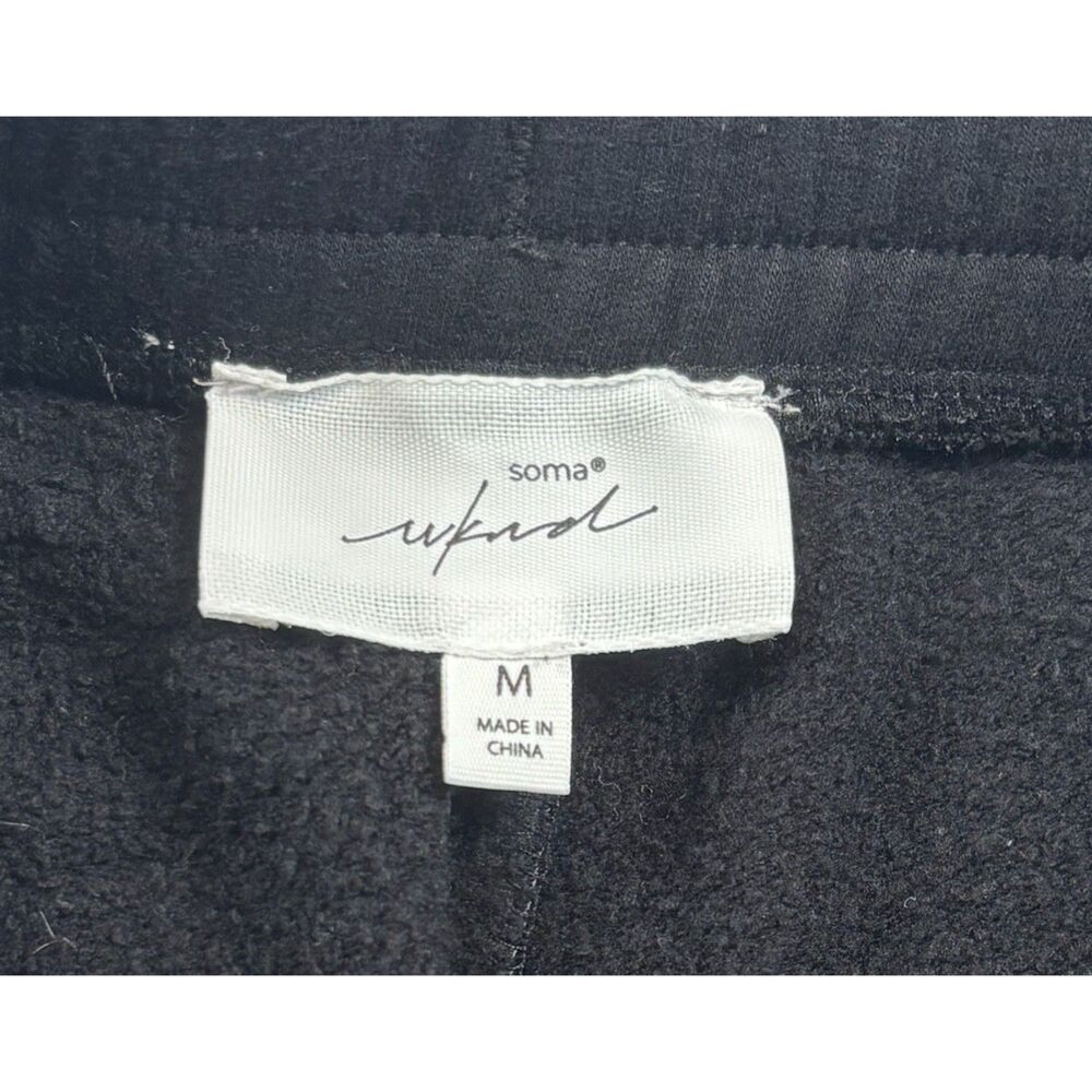 Soma WKND Soft Brushed Terry Jogger Size M Pants Black Pockets Drawstring Casual - Picture 2 of 9